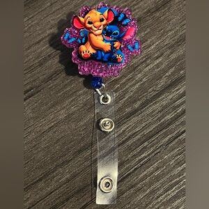 Simba and Stitch badge reel
